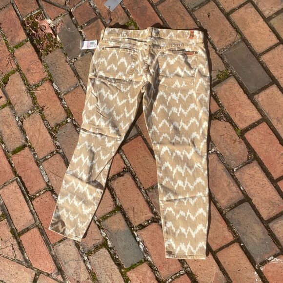 7 For All Mankind Toffee Ikat Cropped Skinny Jeans NWT - Picture 8 of 11